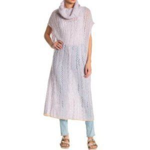FREE PEOPLE Pirouette Tunic Sugar Cloud Sweater Crochet Longline Pullover